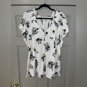 Plus size floral work shirt